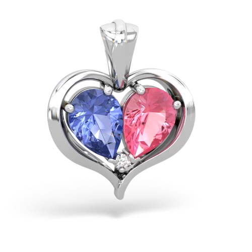 tanzanite-pink sapphire half heart whole pendant