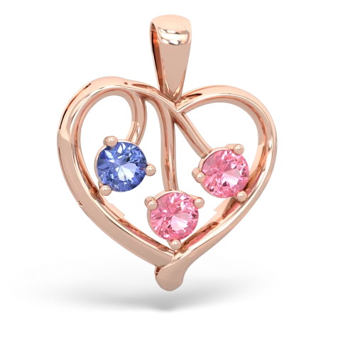 tanzanite-pink sapphire love heart pendant