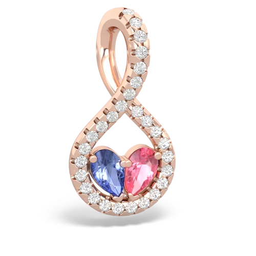 tanzanite-pink sapphire pave twist pendant
