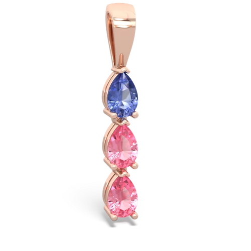 Tanzanite Genuine Tanzanite with Lab Created Pink Sapphire and Genuine Aquamarine Three Stone pendant Pendant
