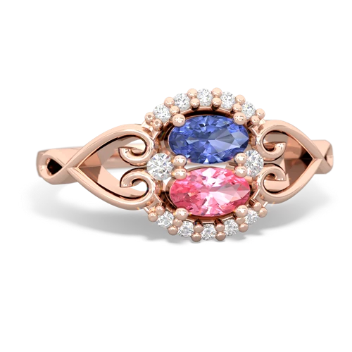 tanzanite-pink sapphire antique keepsake ring