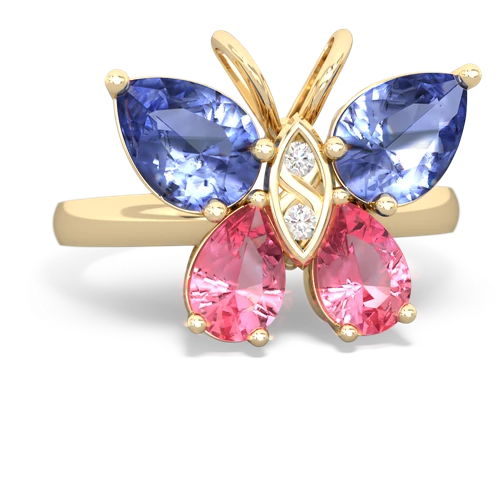 tanzanite-pink sapphire butterfly ring