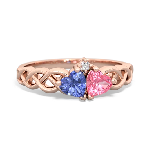 tanzanite-pink sapphire celtic braid ring