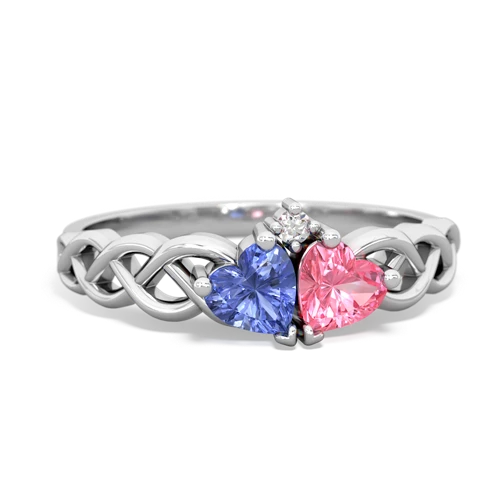 tanzanite-pink sapphire celtic braid ring