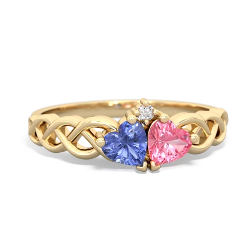 tanzanite-pink sapphire celtic braid ring