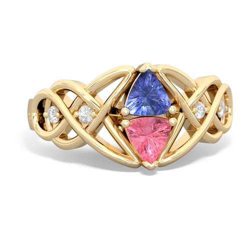 tanzanite-pink sapphire celtic knot ring