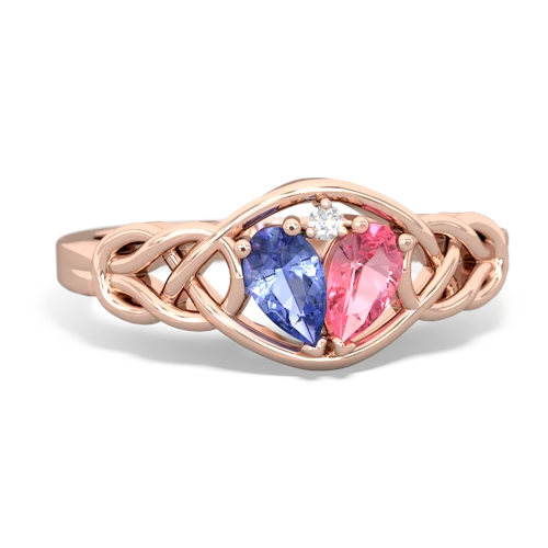 tanzanite-pink sapphire celtic knot ring