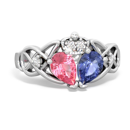 tanzanite-pink sapphire claddagh ring
