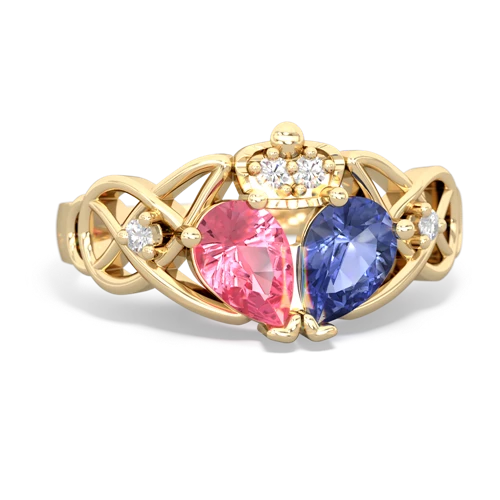 tanzanite-pink sapphire claddagh ring