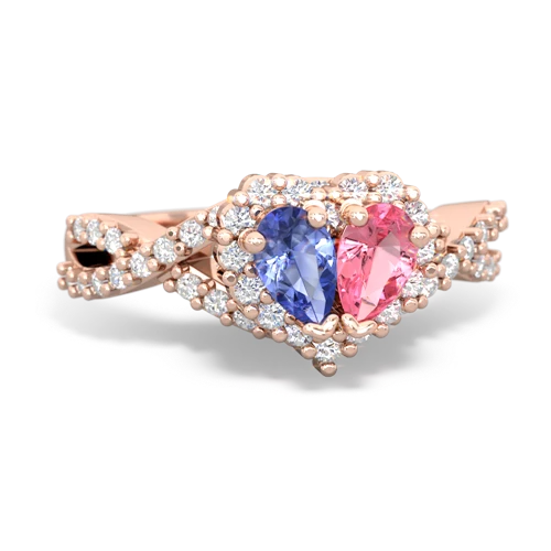 tanzanite-pink sapphire engagement ring