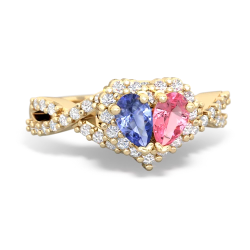 tanzanite-pink sapphire engagement ring