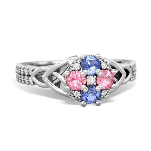 tanzanite-pink sapphire engagement ring