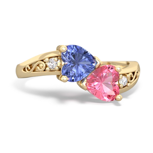 tanzanite-pink sapphire filligree ring