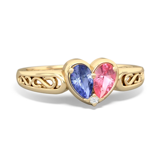 tanzanite-pink sapphire filligree ring