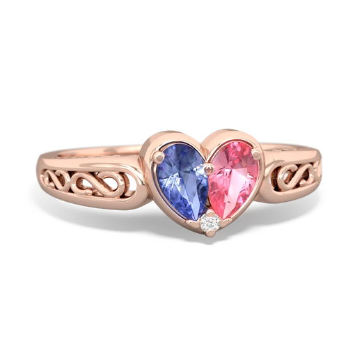 tanzanite-pink sapphire filligree ring