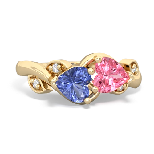 tanzanite-pink sapphire floral keepsake ring
