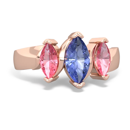 Tanzanite Genuine Tanzanite with Lab Created Pink Sapphire and Genuine Pink Tourmaline Three Peeks ring Ring