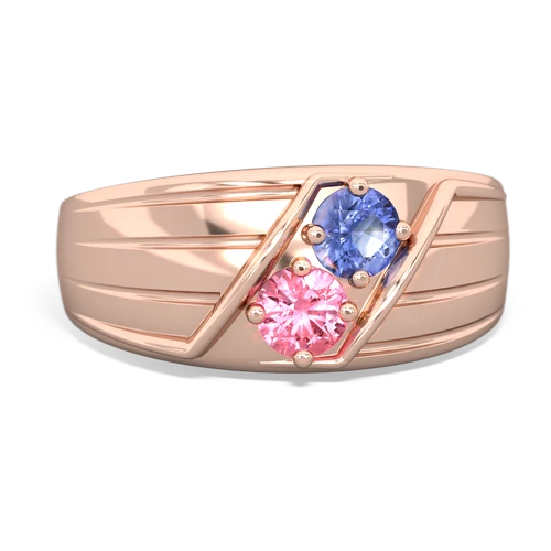 tanzanite-pink sapphire mens ring
