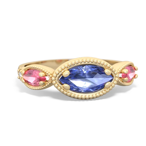 tanzanite-pink sapphire milgrain marquise ring