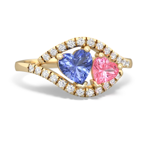 tanzanite-pink sapphire mother child ring