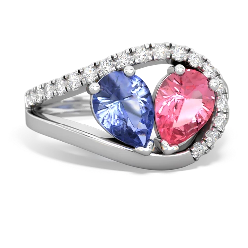 tanzanite-pink sapphire pave heart ring