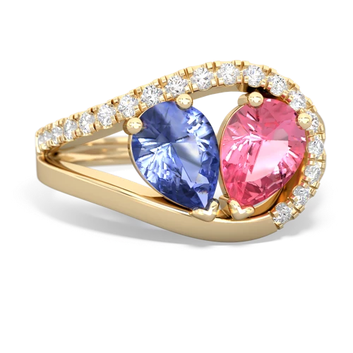 tanzanite-pink sapphire pave heart ring