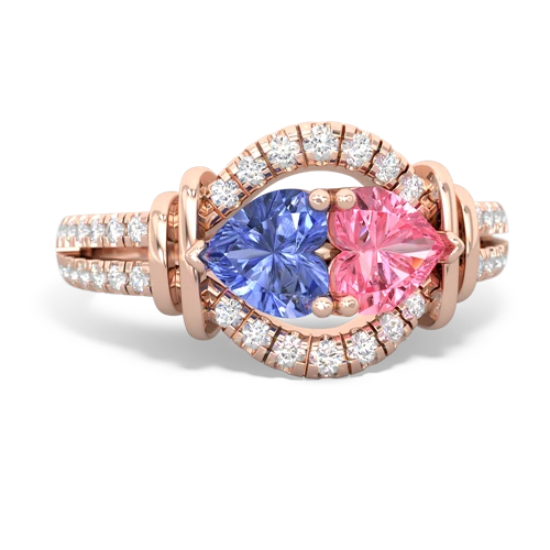 tanzanite-pink sapphire pave keepsake ring