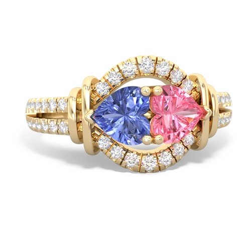 tanzanite-pink sapphire pave keepsake ring