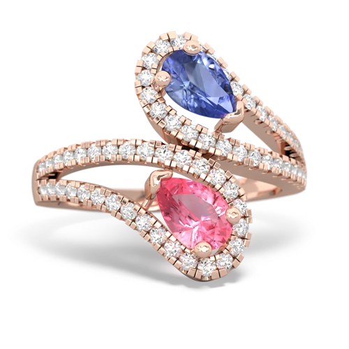 tanzanite-pink sapphire pave swirls ring