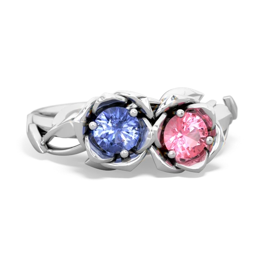 tanzanite-pink sapphire roses ring