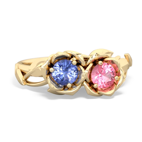 tanzanite-pink sapphire roses ring