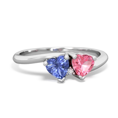 tanzanite-pink sapphire sweethearts promise ring