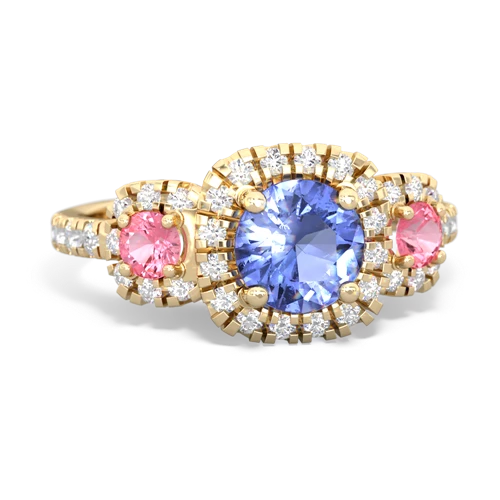 tanzanite-pink sapphire three stone regal ring