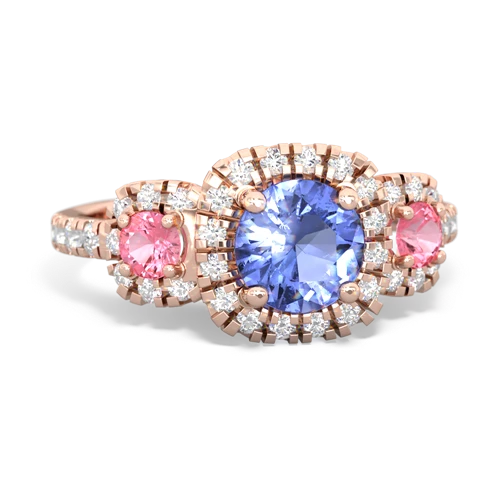 tanzanite-pink sapphire three stone regal ring