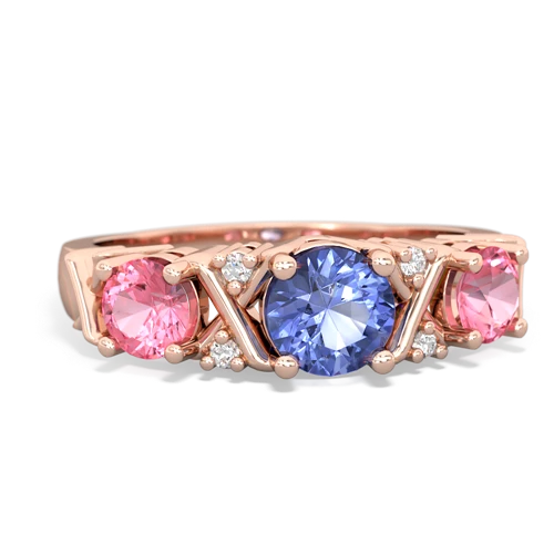 Tanzanite Genuine Tanzanite with Lab Created Pink Sapphire and Genuine Opal Hugs and Kisses ring Ring