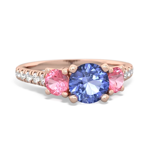 tanzanite-pink sapphire trellis pave ring