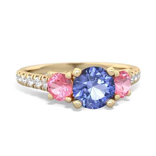 tanzanite-pink sapphire trellis pave ring