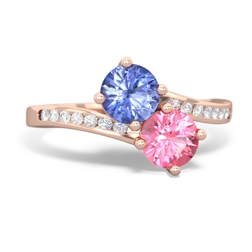 tanzanite-pink sapphire two stone channel ring