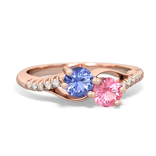 tanzanite-pink sapphire two stone infinity ring