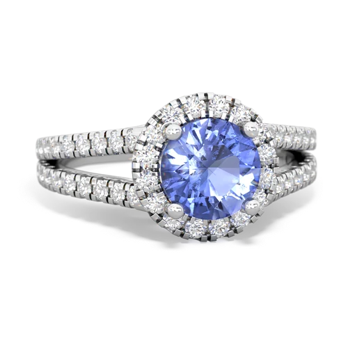 tanzanite halo pave ring