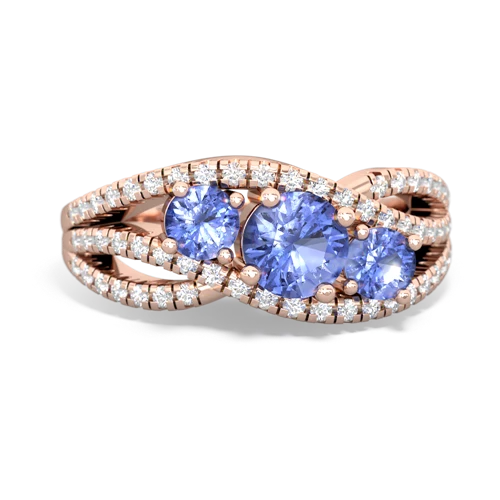 tanzanite three stone pave ring