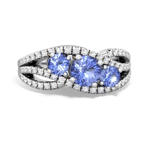 tanzanite three stone pave ring