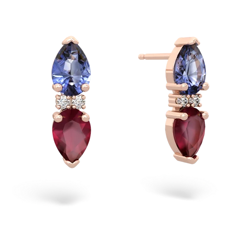 tanzanite-ruby bowtie earrings