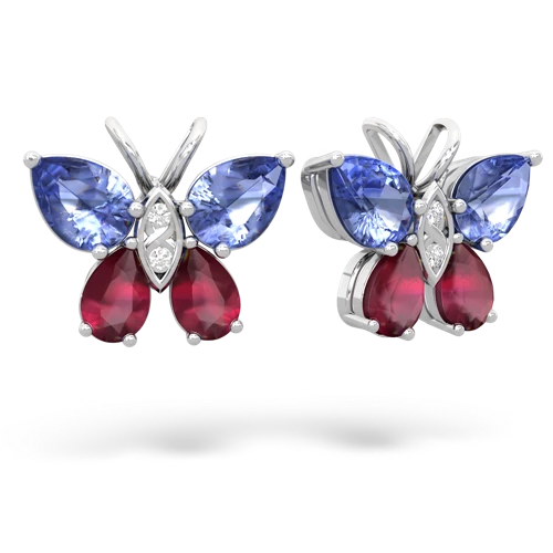 tanzanite-ruby butterfly earrings