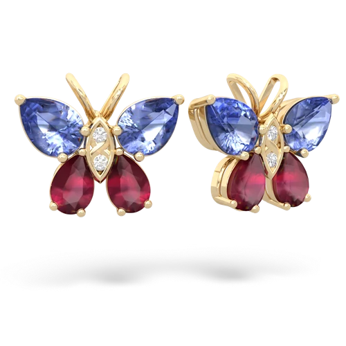 tanzanite-ruby butterfly earrings