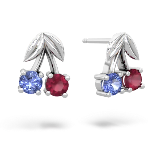 tanzanite-ruby cherries earrings
