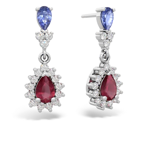 tanzanite-ruby dangle earrings