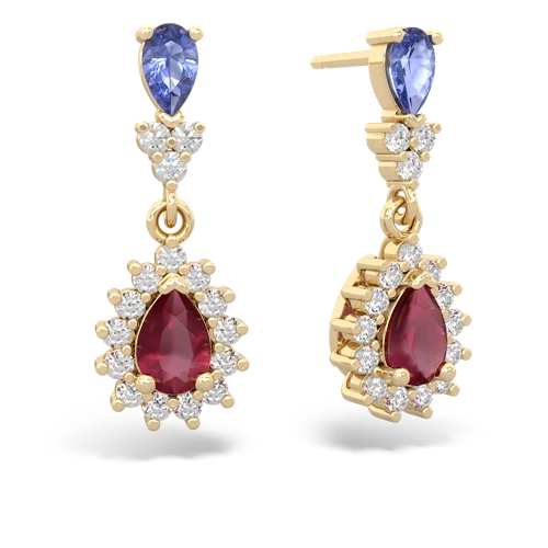 tanzanite-ruby dangle earrings