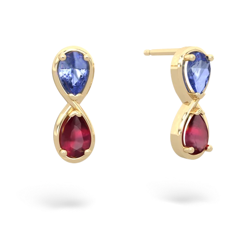 tanzanite-ruby infinity earrings