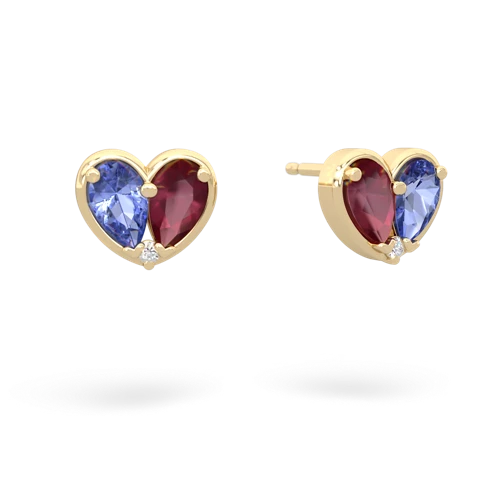 tanzanite-ruby one heart earrings